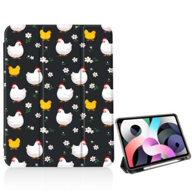 Imagem de Capa feminina fofa de galinha floral para iPad A16 11ª e 11 polegadas 2025/iPad 10ª geração 10,9 polegadas 2022, [suporte para lápis + hibernar/despertar automático], capa inteligente traseira de
