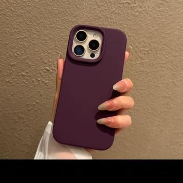 Imagem de Capa de silicone líquido fosca em cores sólidas, estilo Candy, para iPhone 14, 15, 16 Pro Max Plus, 16e, 11, 12 e 13, com botões de controle da câmera (para iPhone 14 Plus/AnZi).