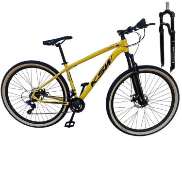 Imagem de Bicicleta Ksw Aro 29 21v Garfo Trava Ombro Pneus Faixa Amarelo-Unissex