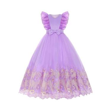 Imagem de Crianças novo grande vestido infantil princesa renda bordado vestido f