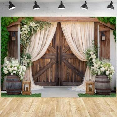 Imagem de Pano de fundo rústico ocidental de casamento, casa de fazenda, cenário familiar para sessão de fotos, decoração de festa de casamento, decoração de cabine de fotos, adereços de estúdio, 2,8 x 1,5 m