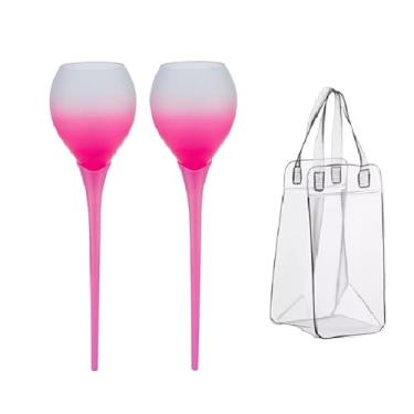 Imagem de Kit 2 Taças de Drink/Vinho com Haste + Bolsa para Gelo – Prático para Praia, Piqueniques e Brindes ao Ar Livre em Casa (Rosa Degradê)