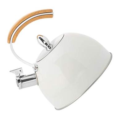 Imagem de Xícaras Espresso Chaleira Assobiando Chaleira 3L Chaleira Assobiando Bico Assobiando Aço Inoxidável Alça Antiquente Bules de Chá para Fogão Branco Chaleira Água Chaleira Chaleira Fogão