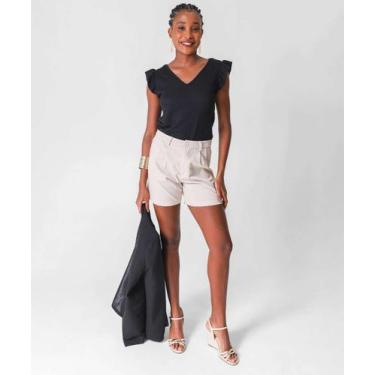 Imagem de Bermuda Feminina Alfaiataria Marisa Bege-28004, Bege, 36