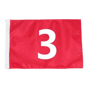 Imagem de Dynwave Bandeira de golfe grande numerada e portátil de 49 x 32 cm (19,3 x 12,6 polegadas), vermelha, para uso externo em quintais, clubes de campo e como, 2