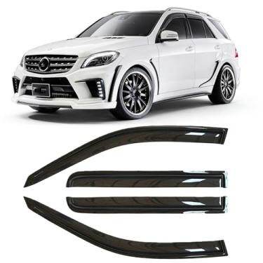 Imagem de Puermto Defletores de vento de janela lateral à prova de chuva para Benz M-Class W164 2006-2011 | Protetores de chuva de sol com fita, viseiras de janela de carro elegantes e fita de instalação de