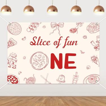 Imagem de Cheereveal Decorações de 1º aniversário de pizza, 1,5 x 0,9 m, faixa de fundo divertido, faixa de fundo para fotografia de festa, tema de culinária italiana, primeiro aniversário, chá de bebê