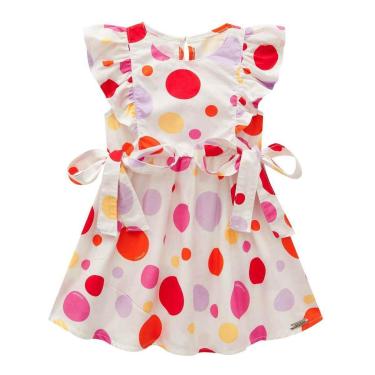 Imagem de Vestido Infantil Menina Em Tricoline Somnii Branco Bolinhas-Feminino