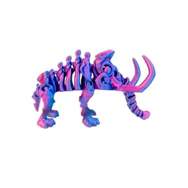 Imagem de Estatueta colecionável de crânio de mamute roxo gradiente impresso em 3D para decoração de mesa executiva de casa, geladeira e escritório