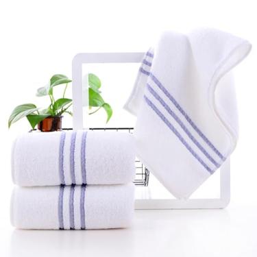 Imagem de Toalha de banho de algodão, rosa branco cinza, macio absorvente de secagem rápida, design listrado, uso em hotel e casa (branco, grande)