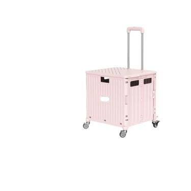 Imagem de Caixa de armazenamento multifuncional de grande capacidade para veículos, carrinho de compras dobrável, organizador de porta-malas de carro com polia universal (cinza claro)