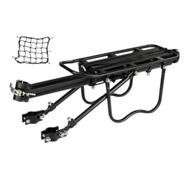 Imagem de YIJU Bagageiro traseiro para bicicleta, suporte de metal prático e fácil de instalar, acessório para ciclismo, bagageiro para viagens.