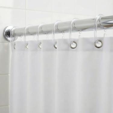 Imagem de Conjunto de 12 anéis de plástico para cortina de chuveiro, ganchos transparentes em forma de C para varões de chuveiro de banheiro, ganchos de cortina transparentes leves para cortinas e forros