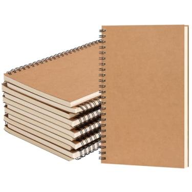 Imagem de EOOUT Pacote com 12 cadernos em branco A5, caderno espiral, 13 x 21 cm, 50 folhas, 100 páginas, 100 GMS, diários sem forro, livros de esboço de agenda para desenho, arte, estudantes e materiais de