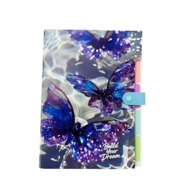 Imagem de Linda pasta de arquivos expansível - Organizador de documentos sanfonado com 5 bolsos, plástico poli impermeável, tamanho A4/carta para escola, escritório, casa, - Borboleta roxa