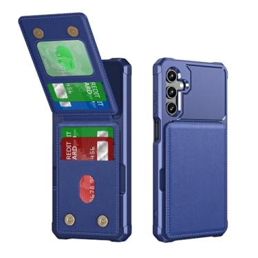 Imagem de Capa para celular com suporte para cartão, azul, compatível com Samsung Galaxy S25 Ultra, S24 FE, S23, S21, S22, A56, A36, A26, A16, A55, A35, A15, A54, A34, A23 5G, A05, A05S e 4G.