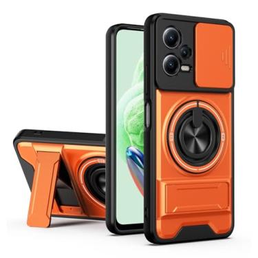 Imagem de SORAKA Capa para Xiaomi Redmi Note 12 5G com suporte,proteção de lente com janela e capa dupla de PC e TPU compatível com suporte magnético para carro