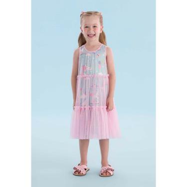 Imagem de Vestido Infantil Tule Rosa Estampa de Unicórnio Mon Sucré-Feminino