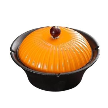 Imagem de Cinzeiro moderno, material cerâmico, redondo, vermelho, laranja, capa para hotel, sala de estar, mesa, cinzeiro, decoração de casa