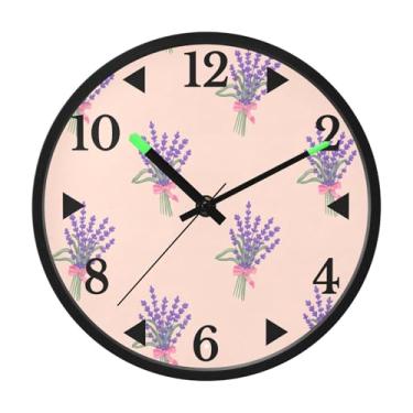 Imagem de STAYTOP Relógio de parede LED lavanda roxo para quarto com brilho noturno, relógios de parede silenciosos de 30 cm para decoração de sala de estar, controle de som, relógio de parede moderno que