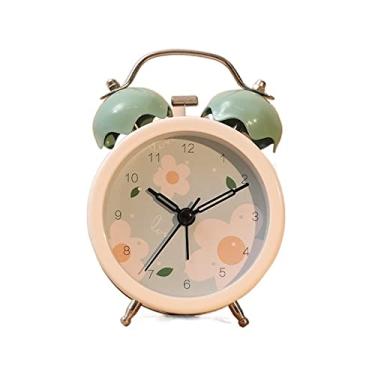Imagem de x3anggyt5 Despertador para quarto de crianças despertador, despertador de sino duplo, silencioso, sem tique-taque, operado por bateria, para quarto, casa e relógio de mesa offoice (verde)