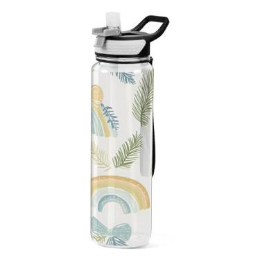 Imagem de xigua Garrafa de água de avião com tampa de canudo transparente à prova de vazamento para esportes ao ar livre, bebida, fitness, treino, viagem, 940 ml