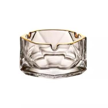 Imagem de Cinzeiro de vidro para cigarros, cinzeiro de interior, exterior, cinzeiro de charuto, cinzeiro fixe, cinzeiro, bonito, cinzeiro, seis diamantes, cinzeiro, exterior (antracite com acabamento dourado)