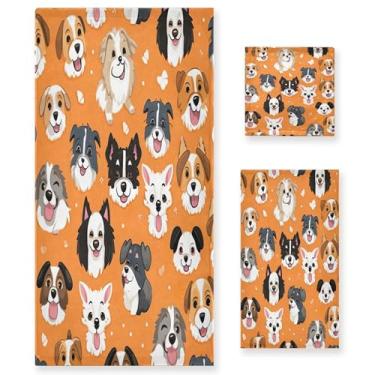 Imagem de xigua Conjunto de toalhas de banheiro de cachorro fofo absorvente macio 3 peças toalha de banho toalha de mão toalhas decorativas para banheiro, academia, hotel, praia, piscina