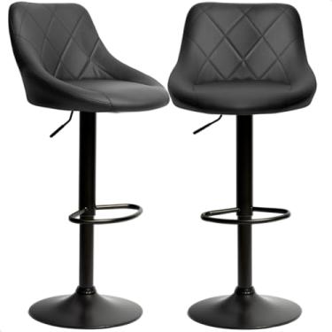 Imagem de Kit 02 Banqueta Alta Giratória Milano Cozinha Americana Bar prime.office P070 (Preta/Fosco)