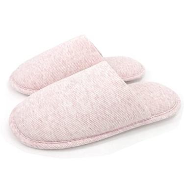 Imagem de ofoot Pantufas Femininas De Espuma Viscoelástica Algodão, Sem Cadarço, Sapatos Baixos, Respiráveis, Leves, Laváveis E Antiderrapantes, Sola Borracha (Eua 9-10, Rosa)