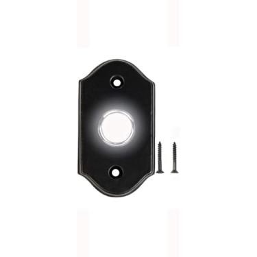 Imagem de A29 Botão de pressão de campainha de LED com fio, 7,6 cm x 4,3 cm – campainha de porta iluminada com acabamento em pó preto de ferro, design de montagem embutida, compatibilidade de fiação padrão