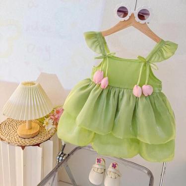 Imagem de Vestido De Princesa Em Camadas Com Tule E Alças Para Bebê Menina - Rou