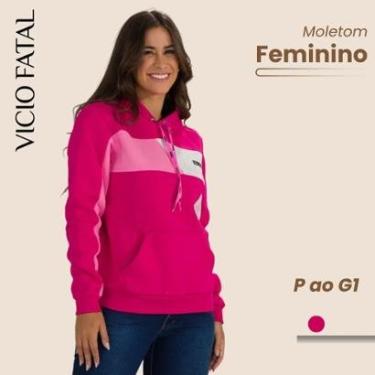 Imagem de Moletom Feminino Fechado Edex Fashion Bolso Canguru Cordão Ajustável-Feminino