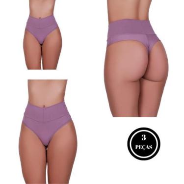Imagem de Kit 3 Calcinha Fio Duplo e Cós Alto Microfibra Pós Parto - c8 KIT 3 BE