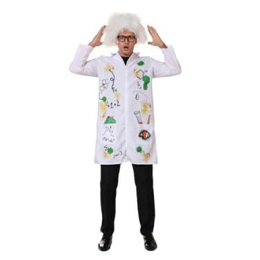 Imagem de EraSpooky Fantasia De Cientista Louco Para Homens, Jaleco Adulto Com Peruca