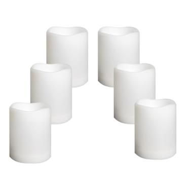 Imagem de Velas sem chama à prova d'água operadas por bateria ao ar livre com temporizador automático, resina plástica cintilante, luzes de pilar elétricas de LED para lanterna, pátio, jardim, decorações de