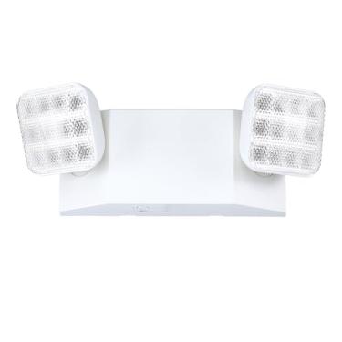 Imagem de GRUENLICH Luz de emergência LED, luminárias de saída com duas cabeças de LED e baterias de reserva, qualificada UL 924, tensão 120/277, pacote com 1