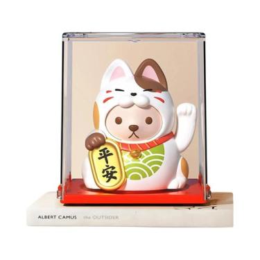 Imagem de Figurinha De Gato Da Sorte Solar Kawaii Com Caixa Transparente Para Pa