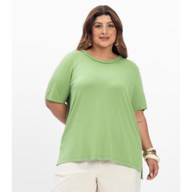 Imagem de Blusa Manga Curta Feminina Plus Size Secret Glam Verde, Plus G2, Verde