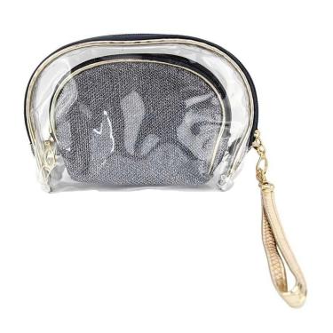 Imagem de Conjunto de Necessaire Dupla – Transparente + Brilhosa em PVC