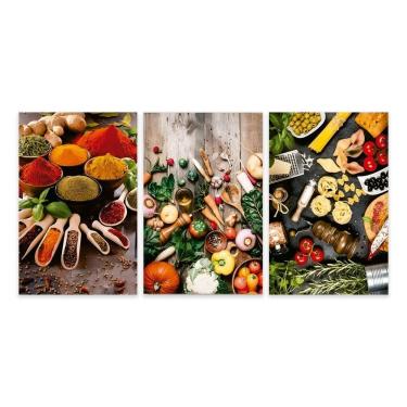 Imagem de Kit 3 Quadros Cozinha Restaurante Tempero Placas Decorativas