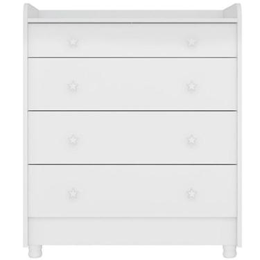 Imagem de Cômoda Com Trocador Infantil 4 Gavetas E Pés Doce Mel Branco