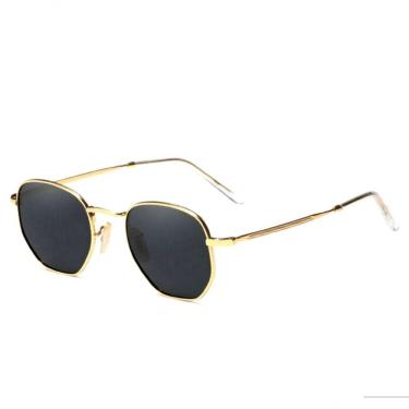 Imagem de Oculos De Sol Unissex Polarizado Design Retro Proteção Uv400 Dourado