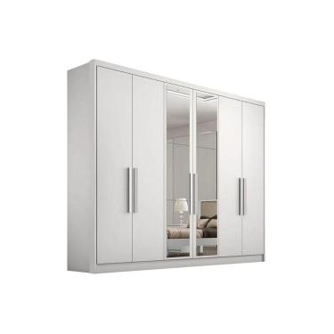 Imagem de Guarda Roupa Casal 6 Portas E 6 Gavetas C/ Espelho Rizon Plus Branco - Novo Horizonte