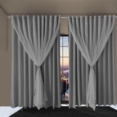 Imagem de Cortina Sala E Quarto 2,50x1,70 Tecido Blackout Ana Cinza