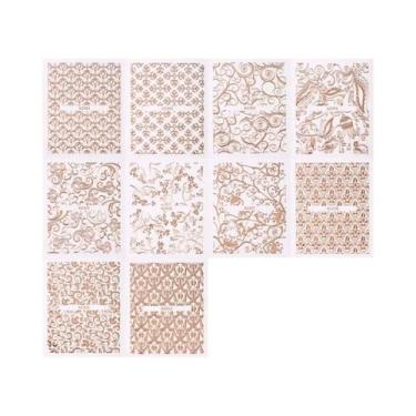 Imagem de Adesivos De Unha Metálicos 3D Rose Gold Com Estampa De Renda Boêmia E 