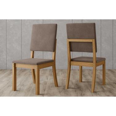 Imagem de Cadeira Sala de Jantar Mila Kit 2 Un Nature/Veludo Light Marrom Amêndoa - Henn