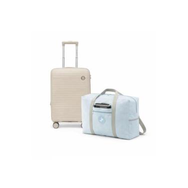 Imagem de Kit Mala Expansível Polipropileno 10kg+ Bolsa Brinde Seanite, Bege