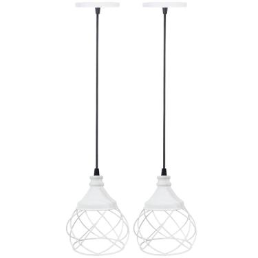 Imagem de 2 Pendentes Aramado E s f e r a B a l o n ê Lustre Luminária Teto Regulável Sala Cozinha Industrial Agp
