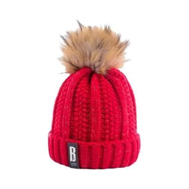 Imagem de Gorro De Lã Feminino Para Inverno Com Forro De Pele E Pompom, Quente E
